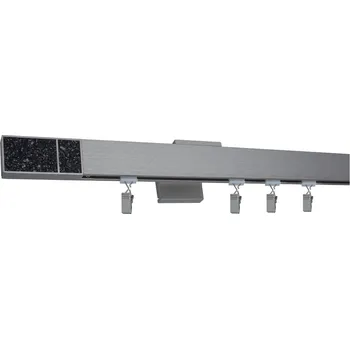 Garnýž Kovovégarnýže.cz Garnýže Quadrato crystal dark broušený nerez Varianta jednořadá nebo dvouřadá: Jednořadá, Délka: 301-350cm, Uchycení látky: jezdec+šnekový háček