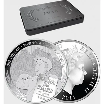 (2014) 1$ (Ag) - Nový Zéland - 1914 Pro krále a říši (proof)