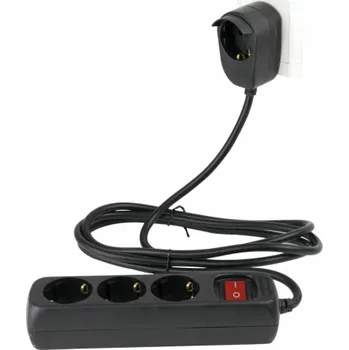 Elektrická zásuvka REV el.prodluzovacka 3+1x zás. 5m + vypínac cerná