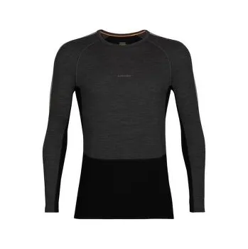 Pánské termoprádlo Icebreaker 200 ZoneKnit LS Crewe Men JET HTHR/BLACK/METRO HTHR/CB černá M