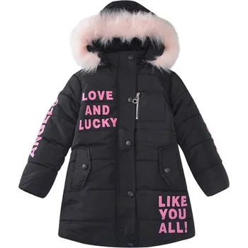 Dívčí bunda Dívčí prošívaný zimní kabát - Love and Lucky Barva: Černá, Velikost: 120/6-8 let