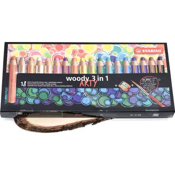 Kresba Barevné pastelky Stabilo Woddy 3 in 1 | 18 kusů