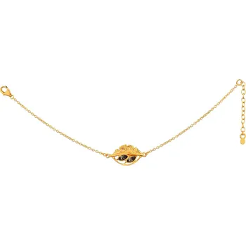 Náramek Pozlacený stříbrný náramek s broušeným sklem - list - AP536-2466