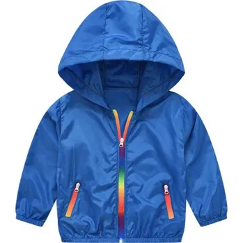 Dívčí bunda Dětská lehká šusťáková bundička s duhovými zipy Barva: modrá, Velikost: 120/5-6 let