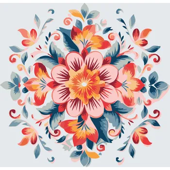 Malování podle čísel - Květinový vzor Velikost: 30x30cm, Rámování: Pouze srolované plátno