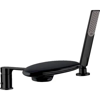 Vodovodní baterie HOPA Tříotvorová vanová baterie s vodopádem ARNO 07UF14 - černá matná BAREI07UF14