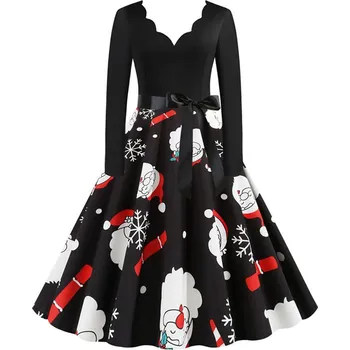 Dámské šaty Áčkové šaty na večer s potisky ve stylu svátků Velikost: 3XL, Barva (Varianta): Christmas 012