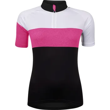 cyklistický dres Dres FORCE VIEW, dámský, krátký rukáv, černo-bílo-růžový
