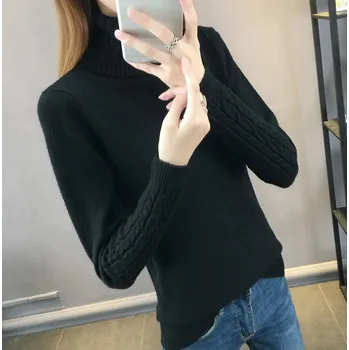 Dámský svetr Dámský pletený rolák s dlouhým rukávem Barva: Černá, Velikost: S