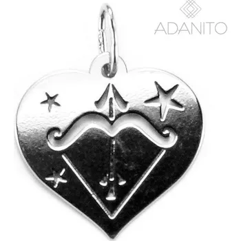 Přívěsek Stříbrný přívěsek znamení zvěrokruhu v srdíčku Střelec