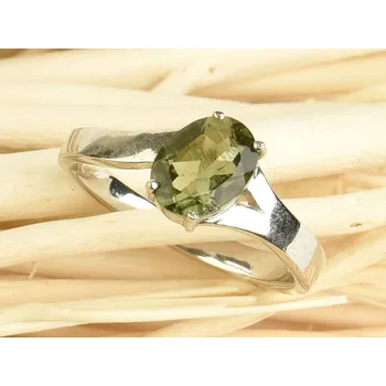 Prsten Prsten s vltavínem ovál 7 x 6mm brus standart Ag 925/1000