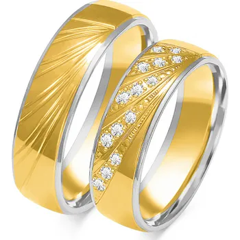 Prsten SOFIA zlatý dámský snubní prsten ZSB-209WYG+WG-CZ