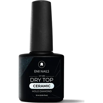 Lak na nehty ENII NAILS Dry Top Ceramic s holografickými třpytkami - bezvýpotkový vrchní lak, 10 ml