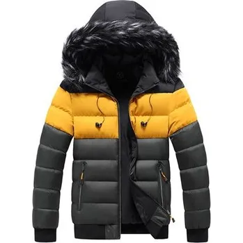 Pánský zimní kabát Dvoubarevná pánská parka zimní bunda prošívaná s kapucí Barva: Zelená, Velikost: XL