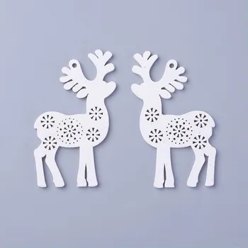 Vánoční dekorace Dekorace, dřevěná, SOBI, BÍLÉ, 7,4x4,6 cm, 2ks/ bal.