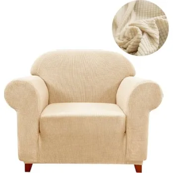 Napínací potah Plyšové béžové potahy na křesla - SKLAD Barva: 2 béžová, Velikost: 1-sedadlový 90-140CM