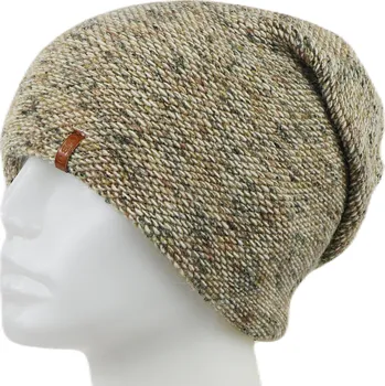 Čepice Dámská pletená zimní čepice WROBI - melír hnědých tónů 7100391