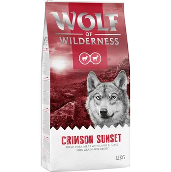 Cizojazyčná kniha 2x12kg Wolf of Wilderness "Crimson Sunset" - jehněčí a kozí - výhodné balení