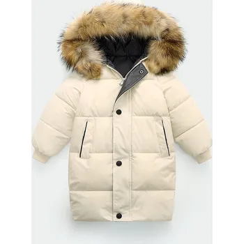 Dívčí bunda Dětská zimní prošívaná prodloužená bunda (3-10 let) Barva: Béžová, Velikost: 130/6 let