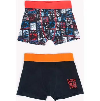 Chlapecké spodní prádlo boxerky YO - SADA 2 ks vzorované a černooranžové velikost oblečení - děti: 158/164