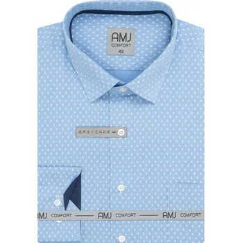 Pánská košile AMJ Slim fit bílá s modrá s drobným vzorem velikost: 42, délka rukávu: dlouhý rukáv