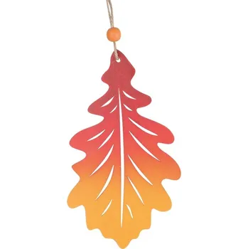 Vánoční dekorace List dub dřevěný na zavěšení 9 x 15,5 cm