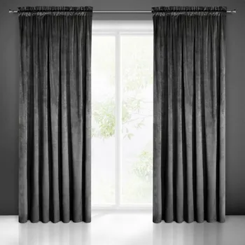 Uchycení záclony a závěsu Alexia Černé závěsy z kvalitního velurového materiálu s řasící páskou (ZEF.)
