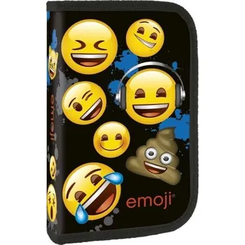 Penál ŠKOLNÍ JEDNOPATROVÝ PENÁL S KLOPOU PLNĚ VYBAVENÝ EMOJI
