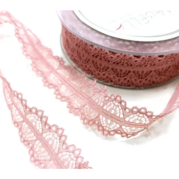 Stuha Krajka syntetická 26 mm - starorůžová - 1 m