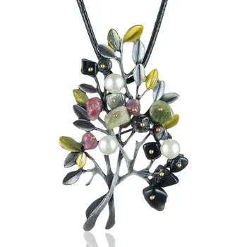 Brož B-TOP Módní náhrdelník/ brož Rostlina - zelená