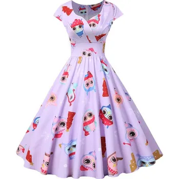 Dámské šaty Vintážní šaty s vánočním vzorem a obálkovým výstřihem Velikost: S, Barva (Varianta): 1520-005