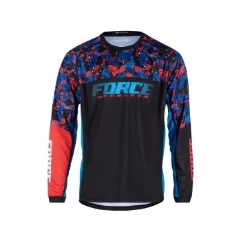 cyklistický dres Dres FORCE RECKLESS dlouhý rukáv, černo-červeno-modrý