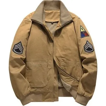 Pánská softshellová bunda Pánská outdoorová bunda oversize retro military s nášivky Barva: Khaki, Velikost: M