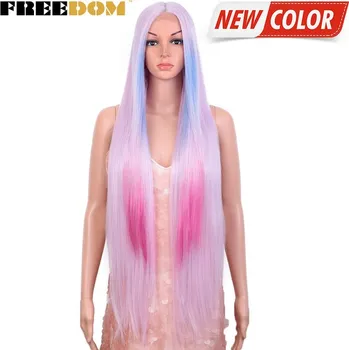 Paruka Krásná paruka z dlouhých rovných vlasů Druh: růžovomodrá (HL PU16(CH74P)