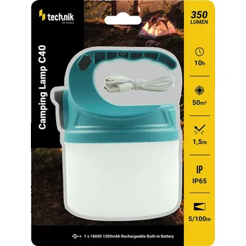 Svítilna Technik MT-C40 Camping Lantern kempingové svítidlo, dvojitý světelný zdroj, stroboskop, 360° úhel