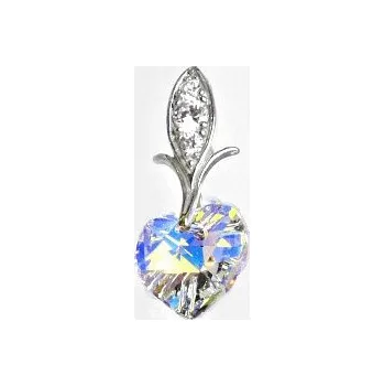 Přívěsek Stříbrný přívěsek srdce Swarovski AB a zirkony - P1404 (Stříbrný přívěsek Swarovski)