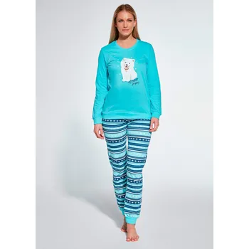 Dámské pyžamo Cornette pyžamo dámské 671/345 SWEET PUPPY - tyrkysová, M (Dámské pyžamo dlouhé)