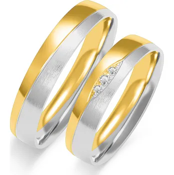 Prsten SOFIA zlatý dámský snubní prsten ZSB-210WYG+WG-CZ