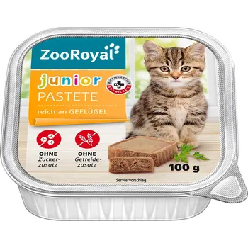 Krmivo pro kočku ZooRoyal paštika Junior bohatá na drůbež 16 × 100 g