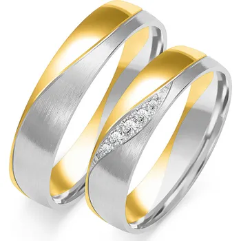 Prsten SOFIA zlatý dámský snubní prsten ZSB-212WYG+WG-CZ