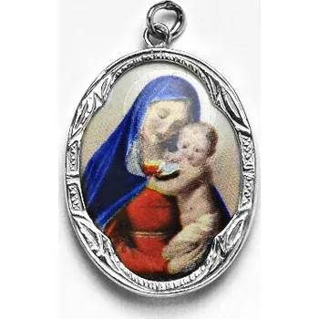 Šperk Stříbrný přívěsek porcelánový medailon Madonka - P158 M2 (Stříbrný přívěsek medailon Madonka)