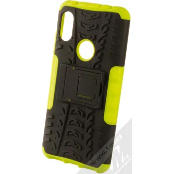 Pouzdro na mobilní telefon 1Mcz Tread Stand odolný ochranný kryt se stojánkem pro Xiaomi Redmi Note 6 Pro limetkově zelená černá (lime green black)