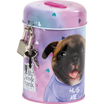 Pokladnička Pokladnička s visacím zámkem, růžová, ŠTĚŇÁTKO, 11 x 7,5 cm, 1 kus