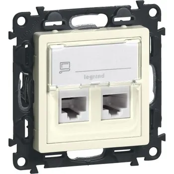Elektrická zásuvka Legrand VALENA LIFE datová zásuvka dvojnásobná 2xRJ45 CAT.6 STP BÉŽOVÁ vybavena modulem Linkeo /75C6SE2/
