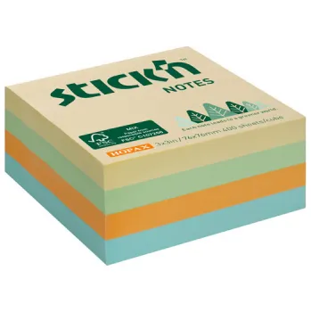 Samolepící bloček Samolepicí bločky Stick´n by Hopax FSC COC - 76 x 76 mm / 400 lístků / luční pastelové barvy