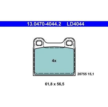 Brzdová destička Sada brzdových destiček, kotoučová brzda ATE 13.0470-4044.2
