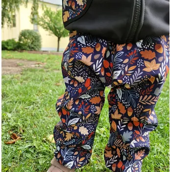 Yháček Zimní softshellové kalhoty Yháček, Barvy podzimu na navy Velikost: 104