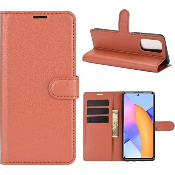Pouzdro na mobilní telefon Litchi PU kožené peněženkové pouzdro na mobil Honor 10X Lite - hnědé