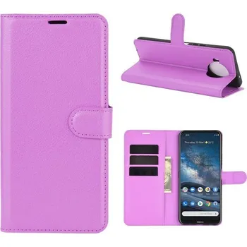 Pouzdro na mobilní telefon Litchi PU kožené peněženkové pouzdro na mobil Nokia 8.3 5G - fialové