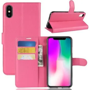 Pouzdro na mobilní telefon Litchi PU kožené peněženkové pouzdro pro iPhone XR - rose
